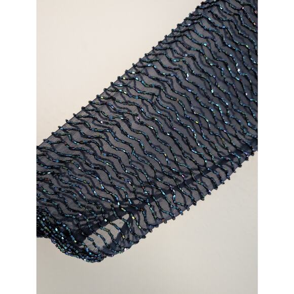 Montage by Mon Cheri Silk Mother of the Bride Dress Blue Formal Gown Size 18 - Picture 7 of 10